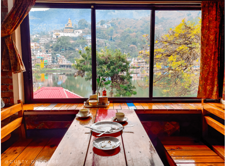 Emaho cafe shows incredible view of quaint town Rewalsar.