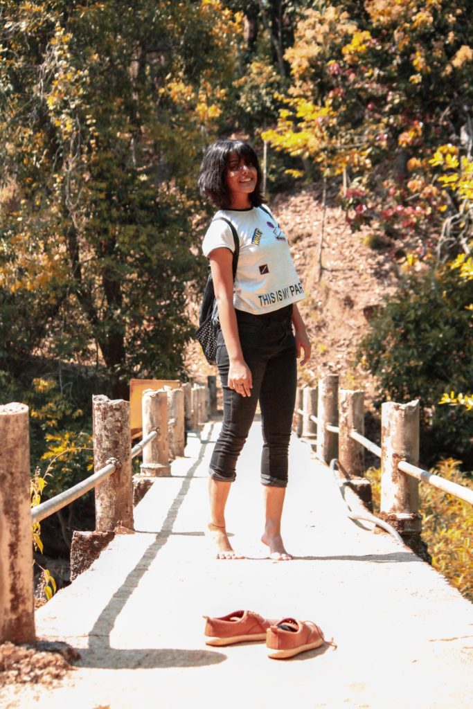 Girl Posing on a bridge in Sakleshpur