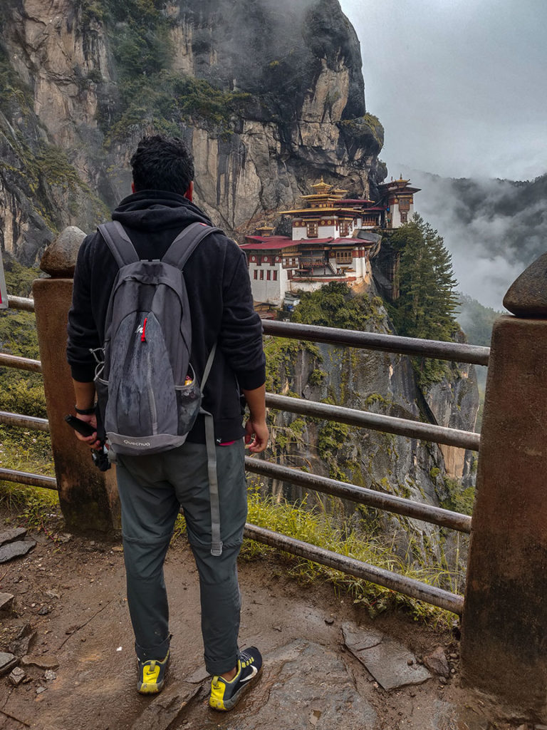 A Guy Gazing at Tiger Hill Monastery in Bhutan
